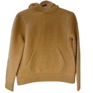 VINCE 100% Cashmere Sweater Hoodie Pullover Camel Mustard M sz Thick Knit